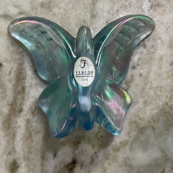 Fenton Blue Iridescent Butterfly - Picture 2 of 2